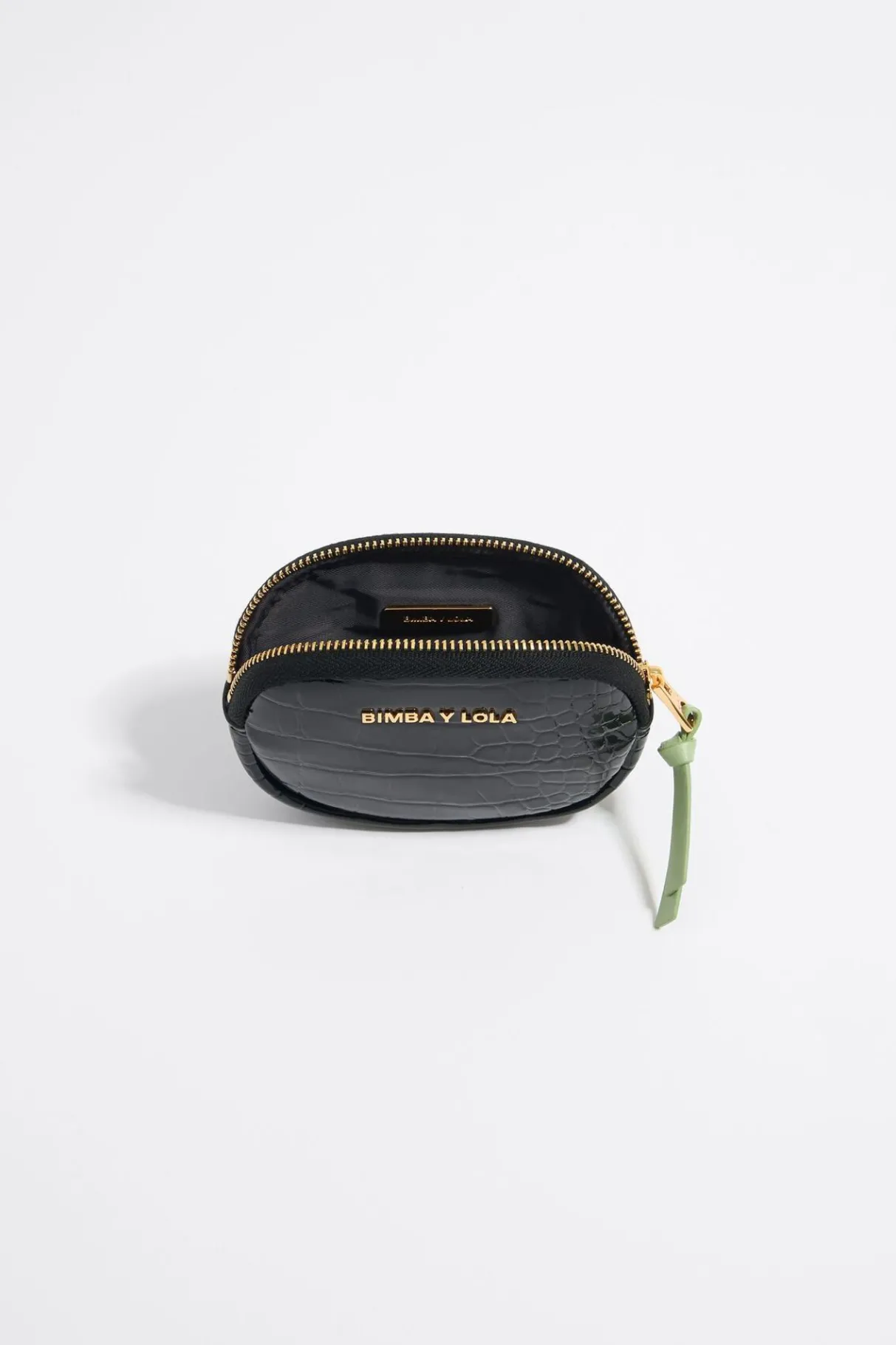 Mujer BIMBA Y LOLA Carteras Y Monederos<Monedero Ovalado Grabado Cocodrilo Negro