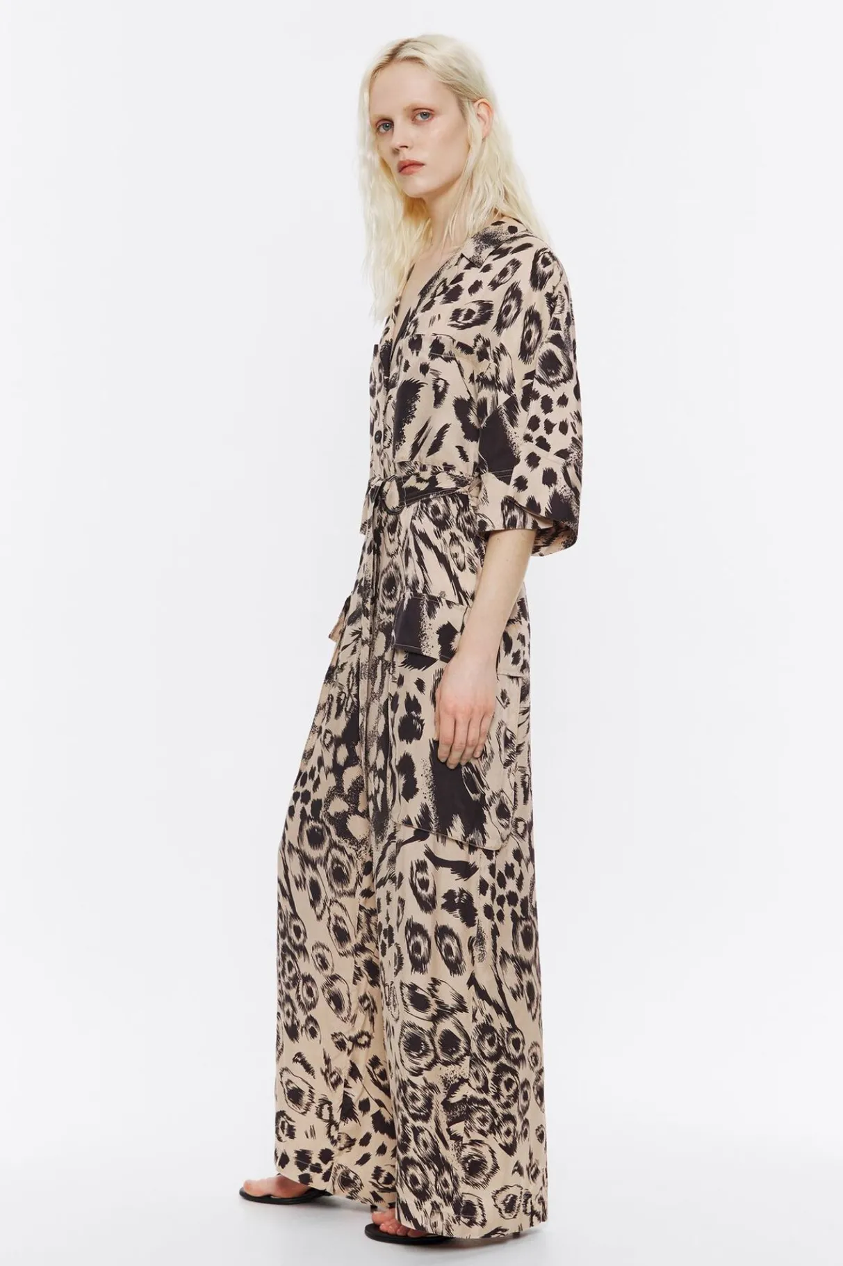 Mujer BIMBA Y LOLA Vestidos Y Monos<Mono Cargo Fluido Animal Mix Camel