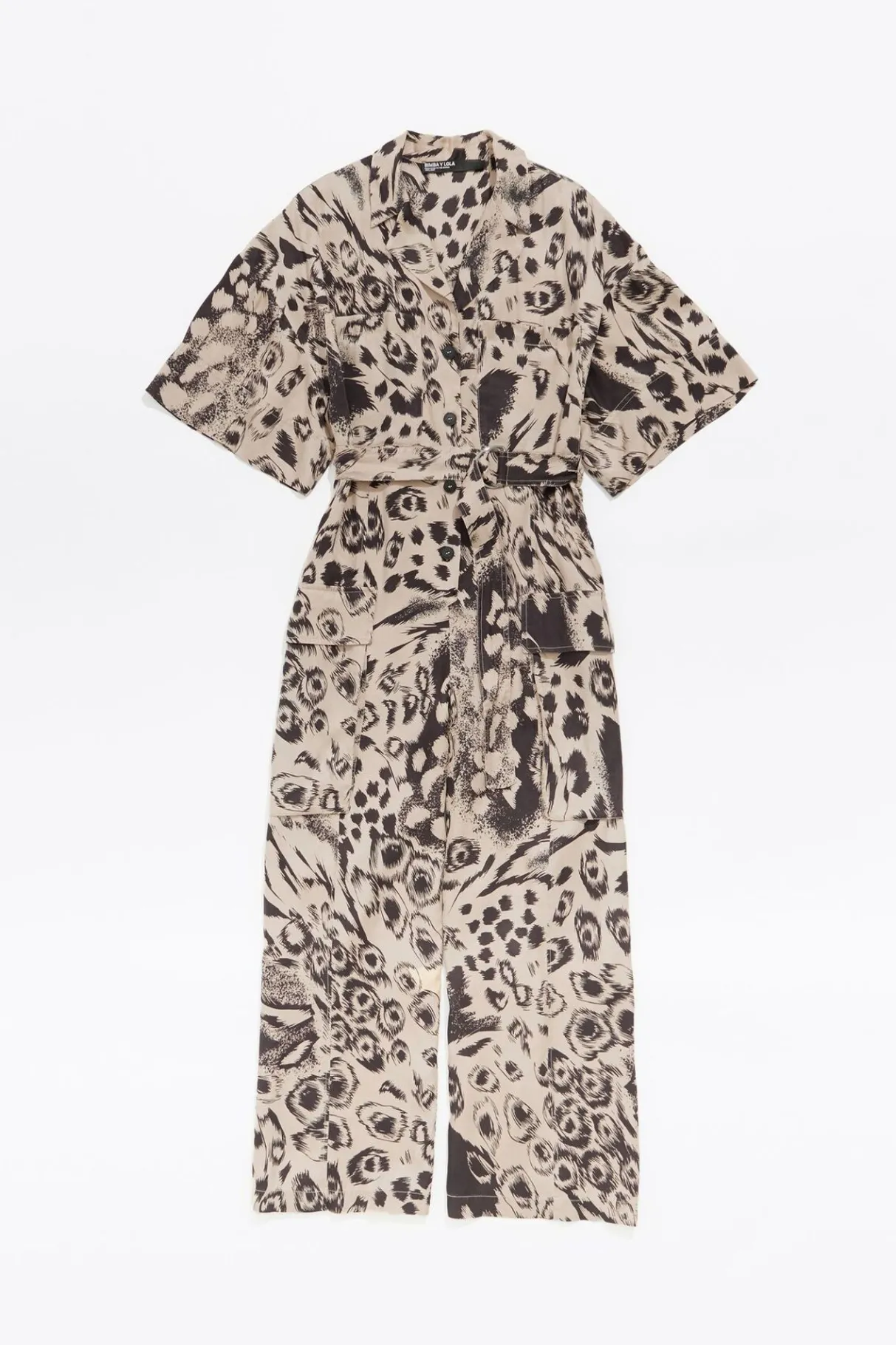 Mujer BIMBA Y LOLA Vestidos Y Monos<Mono Cargo Fluido Animal Mix Camel