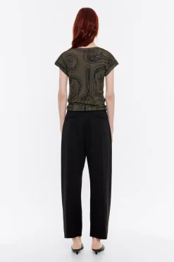 Mujer BIMBA Y LOLA Pantalones<Pantalon Barrel Lana Negro