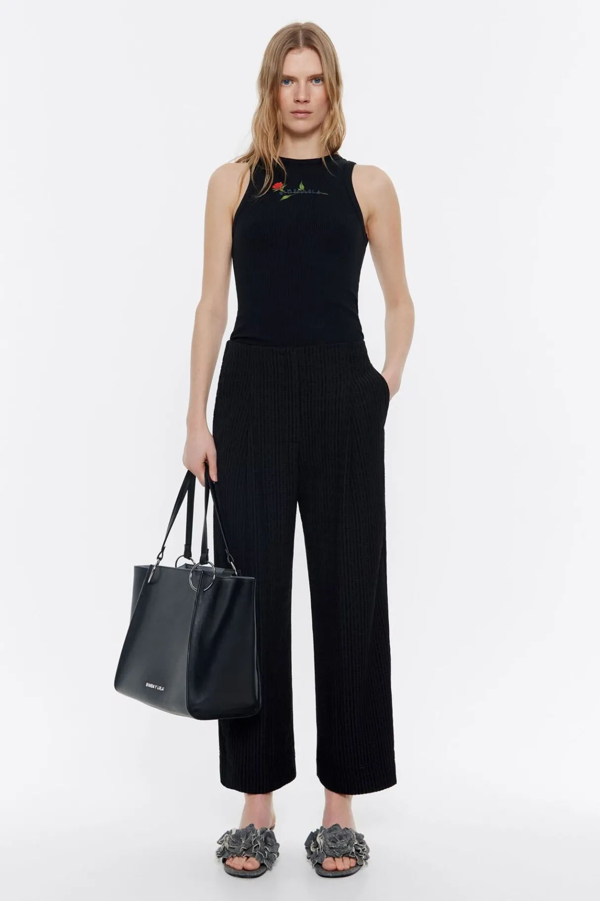 Mujer BIMBA Y LOLA Pantalones<Pantalon Carrot Pinzas Negro