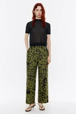 Mujer BIMBA Y LOLA Total Look<Pantalon Lino Animal Mix Verde