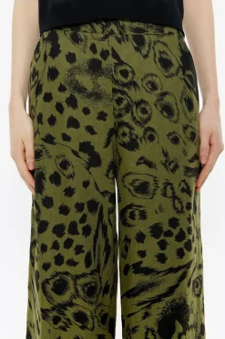 Mujer BIMBA Y LOLA Total Look<Pantalon Lino Animal Mix Verde