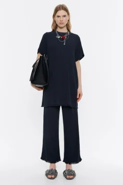 Mujer BIMBA Y LOLA Total Look<Pantalon Recto Desflecado Antracita