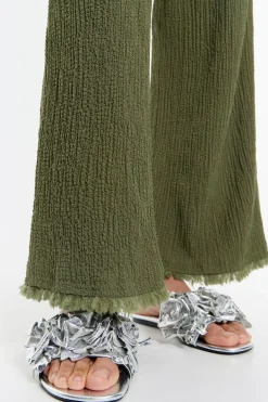 Mujer BIMBA Y LOLA Pantalones<Pantalon Recto Desflecado Caqui