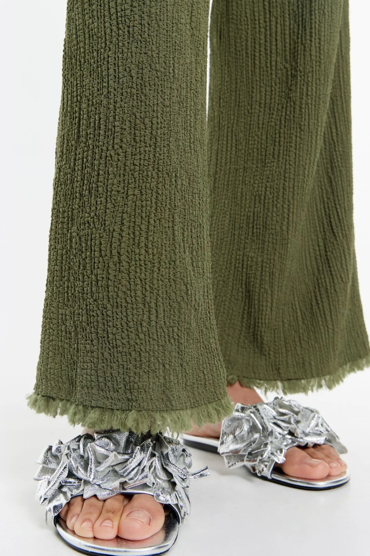 Mujer BIMBA Y LOLA Pantalones<Pantalon Recto Desflecado Caqui