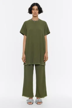 Mujer BIMBA Y LOLA Total Look<Pantalon Recto Desflecado Caqui