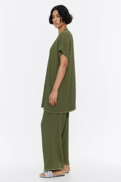 Mujer BIMBA Y LOLA Total Look<Pantalon Recto Desflecado Caqui