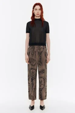 Mujer BIMBA Y LOLA Pantalones<Pantalon Recto Fluido Mirrors Caqui
