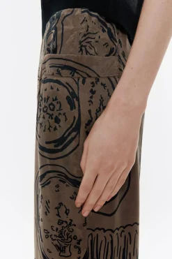 Mujer BIMBA Y LOLA Pantalones<Pantalon Recto Fluido Mirrors Caqui