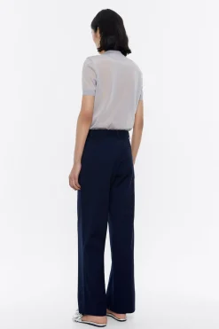 Mujer BIMBA Y LOLA Pantalones<Pantalon Recto Lana Fria Marino Oscuro