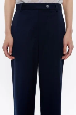 Mujer BIMBA Y LOLA Pantalones<Pantalon Recto Lana Fria Marino Oscuro