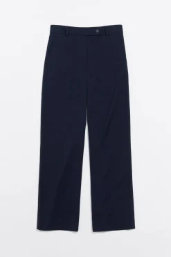 Mujer BIMBA Y LOLA Pantalones<Pantalon Recto Lana Fria Marino Oscuro