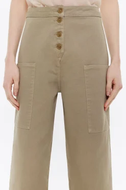 Mujer BIMBA Y LOLA Pantalones<Pantalon Recto Tobillero Caqui