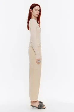 Mujer BIMBA Y LOLA Pantalones<Pantalon Recto Tobillero Beige