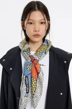 Mujer BIMBA Y LOLA Pañuelos<Panuelo Flores Puntillismo Marfil