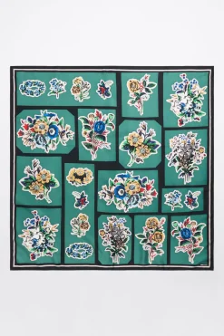 Mujer BIMBA Y LOLA Pañuelos<Panuelo Flores Y Geometria Verde