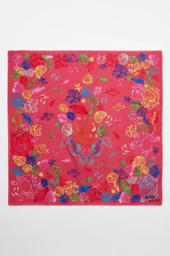 Mujer BIMBA Y LOLA Pañuelos<Panuelo Fondo Del Mar Multicolor Fondo Fresa