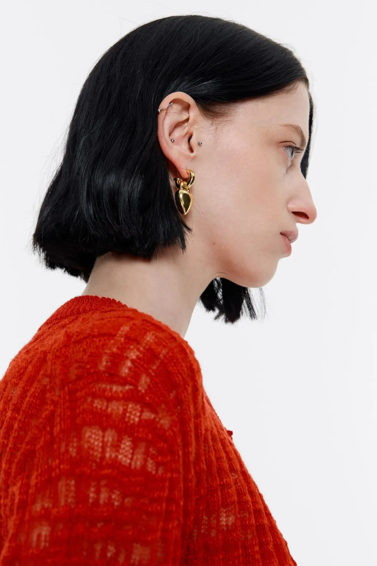 Mujer BIMBA Y LOLA Pendientes<Pendiente Aro Corazon Metal Dorado