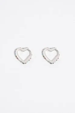 Mujer BIMBA Y LOLA Pendientes<Pendientes Aro Corazon Cristales Plateados