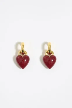Mujer BIMBA Y LOLA Pendientes<Pendientes Aro Corazon Glitter Rojo