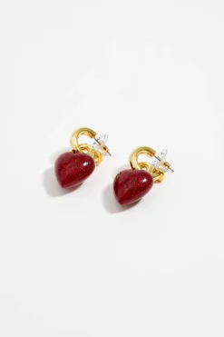 Mujer BIMBA Y LOLA Pendientes<Pendientes Aro Corazon Glitter Rojo