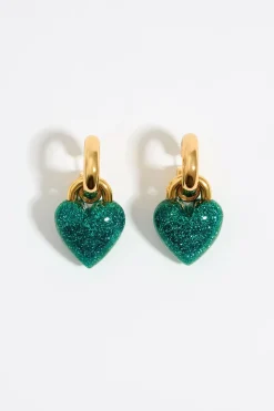 Mujer BIMBA Y LOLA Pendientes<Pendientes Aro Corazon Glitter Turquesa