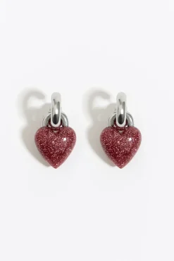 Mujer BIMBA Y LOLA Pendientes<Pendientes Aro Corazon Glitter Rosa