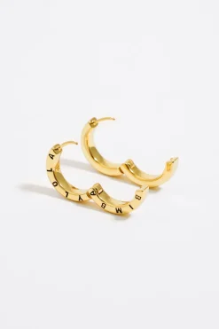 Mujer BIMBA Y LOLA Pendientes<Pendientes Aro Dorado Logo Negro