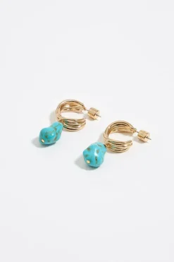 Mujer BIMBA Y LOLA Pendientes<Pendientes Aro Dorado Piedra Turquesa