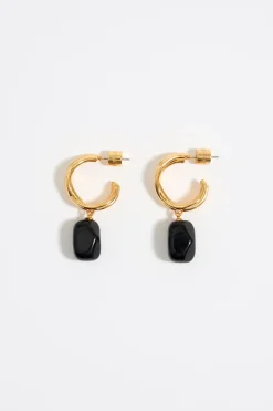 Mujer BIMBA Y LOLA Pendientes<Pendientes Aro Dorado Piedra Negra