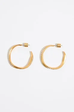 Mujer BIMBA Y LOLA Pendientes<Pendientes Aro Grande Dorado Mate Y Cristales