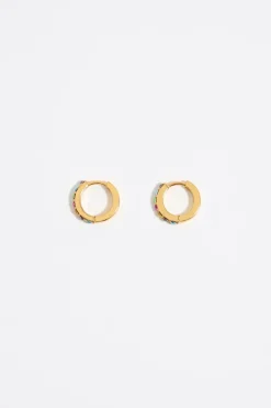 Mujer BIMBA Y LOLA Pendientes<Pendientes Aro Mini Dorado Cristales Multicolor