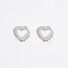 Mujer BIMBA Y LOLA Pendientes<Pendientes Aro Mini Plateado Corazon Cristales