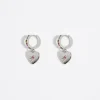 Mujer BIMBA Y LOLA Pendientes<Pendientes Aro Mini Plateado Cristales Y Corazon