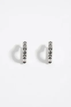 Mujer BIMBA Y LOLA Pendientes<Pendientes Aro Mini Plateado Corazon Cristales