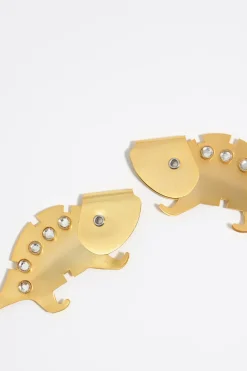 Mujer BIMBA Y LOLA Pendientes<Pendientes Camaleones Y Flor Dorado Mate