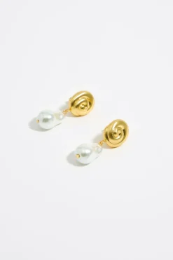 Mujer BIMBA Y LOLA Pendientes<Pendientes Caracolas Y Perlas Dorado Mate