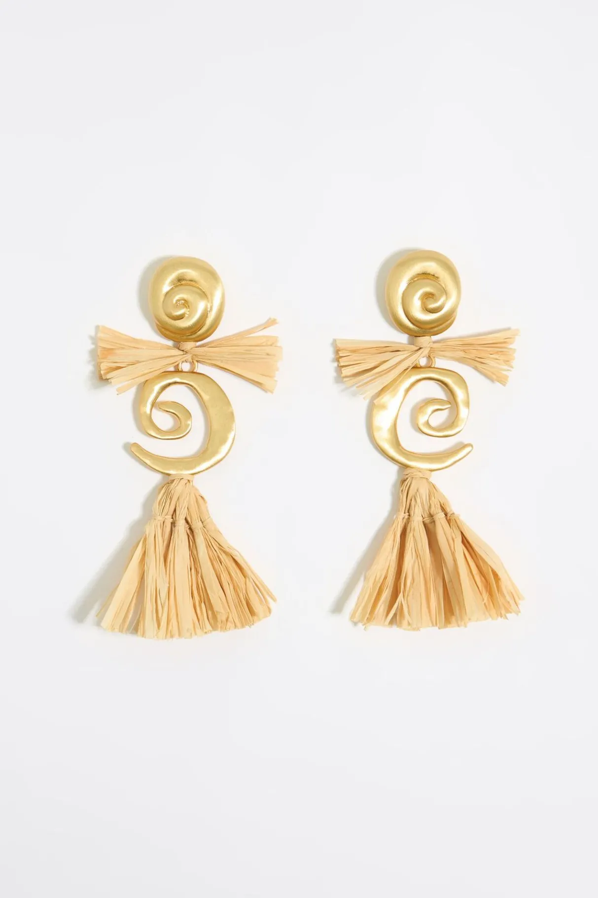 Mujer BIMBA Y LOLA Pendientes<Pendientes Caracolas Y Rafia Dorado Mate