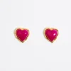 Mujer BIMBA Y LOLA Pendientes<Pendientes Corazon Piedra Fucsia