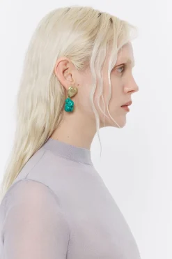 Mujer BIMBA Y LOLA Pendientes<Pendientes Corazon Y Piedra Turquesa