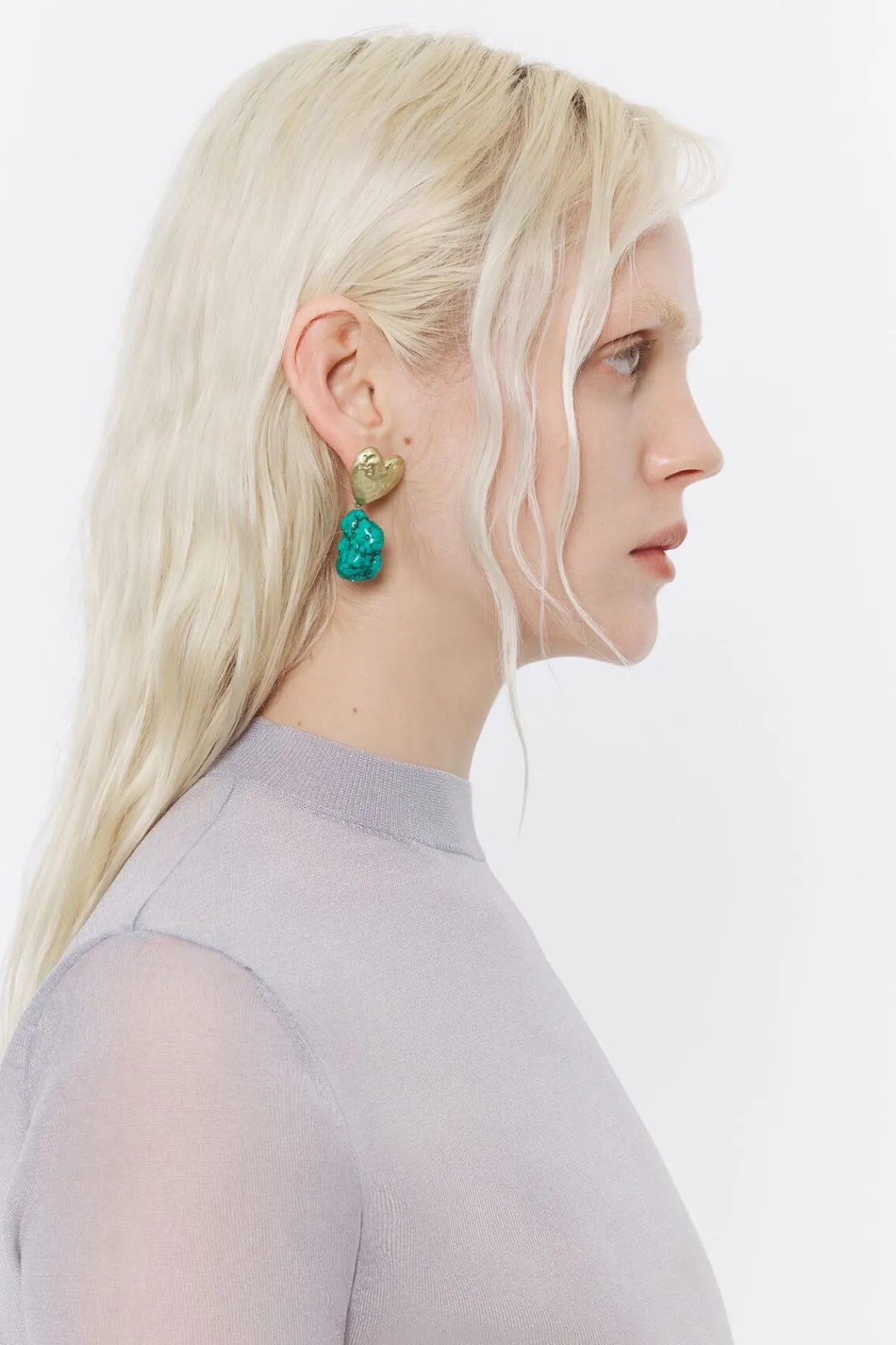 Mujer BIMBA Y LOLA Pendientes<Pendientes Corazon Y Piedra Turquesa