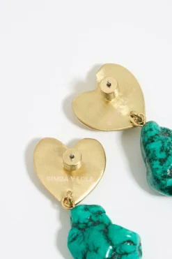 Mujer BIMBA Y LOLA Pendientes<Pendientes Corazon Y Piedra Turquesa