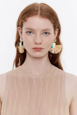 Mujer BIMBA Y LOLA Pendientes<Pendientes Flor Ceramica Y Rafia