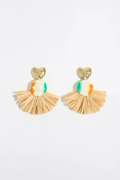 Mujer BIMBA Y LOLA Bisuteria<Pendientes Flor Ceramica Y Rafia