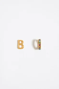 Mujer BIMBA Y LOLA Abecedario<Pendientes Letra B Y Aro Mini Cristales Multicolores