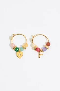 Mujer BIMBA Y LOLA Abecedario<Pendientes Letra F Piedras Multicolores