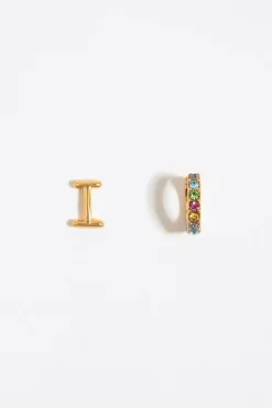 Mujer BIMBA Y LOLA Abecedario<Pendientes Letra I Y Aro Mini Cristales Multicolores