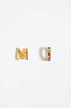 Mujer BIMBA Y LOLA Abecedario<Pendientes Letra M Y Aro Mini Cristales Multicolores