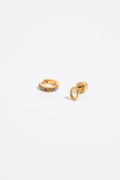 Mujer BIMBA Y LOLA Abecedario<Pendientes Letra O Y Aro Mini Cristales Multicolores